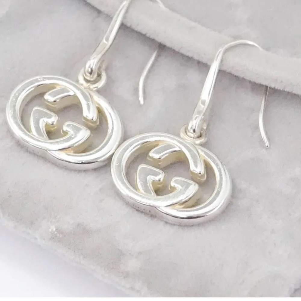 GUCCI Italian Luxury Earrings 925 Sterling Silver - Picture 7 of 9